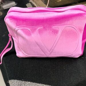 Valentino Pink Velvet Cosmetic Bag